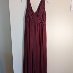Size 12 Wine (Maroon) David's Bridal Long Bridesmaid Dress with Cowl